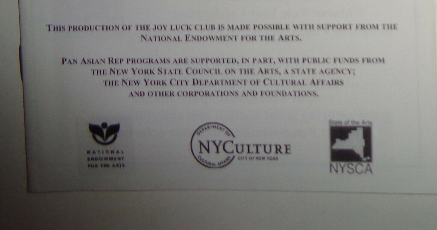 THE JOY LUCK CLUB - PROGRAM - 2007 Pan Asian Repertory Theatre, New York City