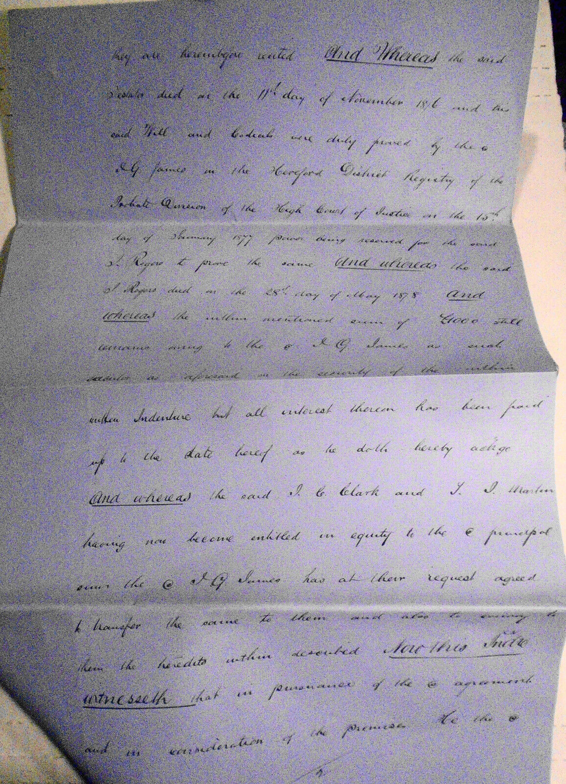 1880 Indenture - Transfer of Mortgage. Hereford, England.