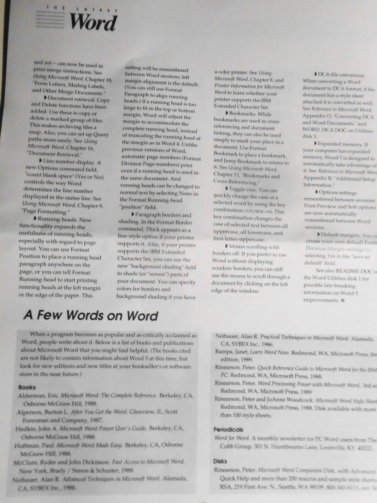 1988 "The Latest Word" - Microsoft Special one-time guide to Word 5.0