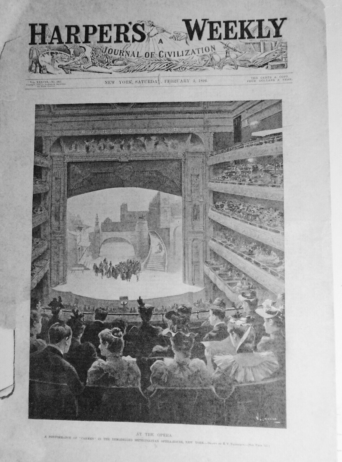 At The Opera : A Performance Of "Carmen" in the Metropolitan Opera-house,  1894
