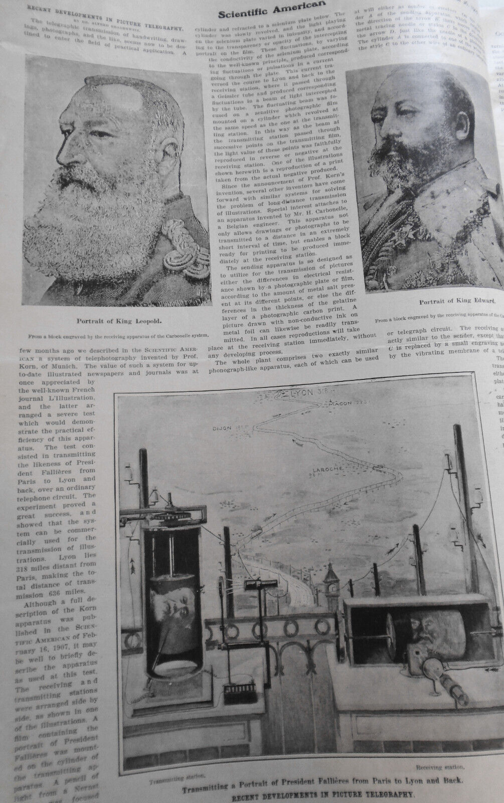 Scientific American - October 26, 1907.  Developments in Picture Telegraphy, etc