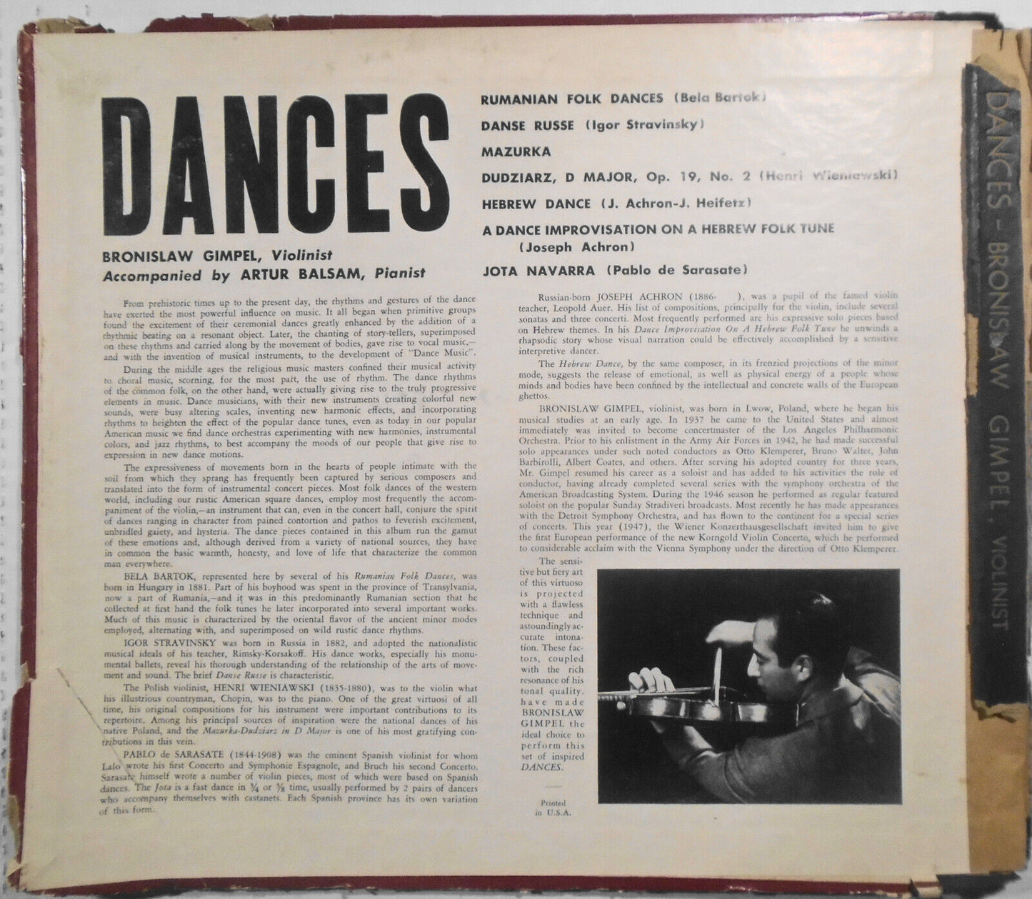 Dances by Bronislaw Gimpel.  1947. Vox 616 - Rare debut album