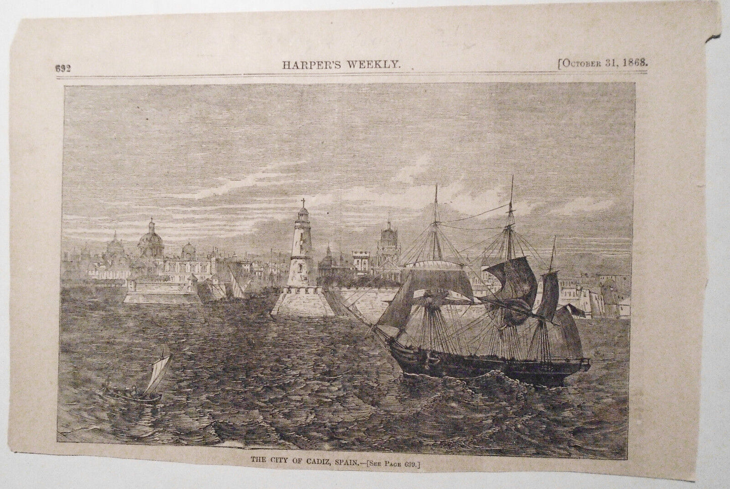 The City Of Cadiz, Spain - Harper's Weekly October 31, 1868