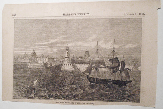 The City Of Cadiz, Spain - Harper's Weekly October 31, 1868