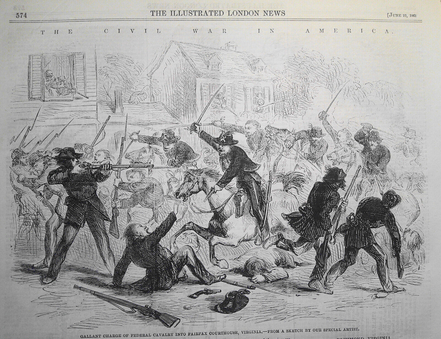 The Civil War in America - 2 prints - The Illustrated London News June 22, 1861