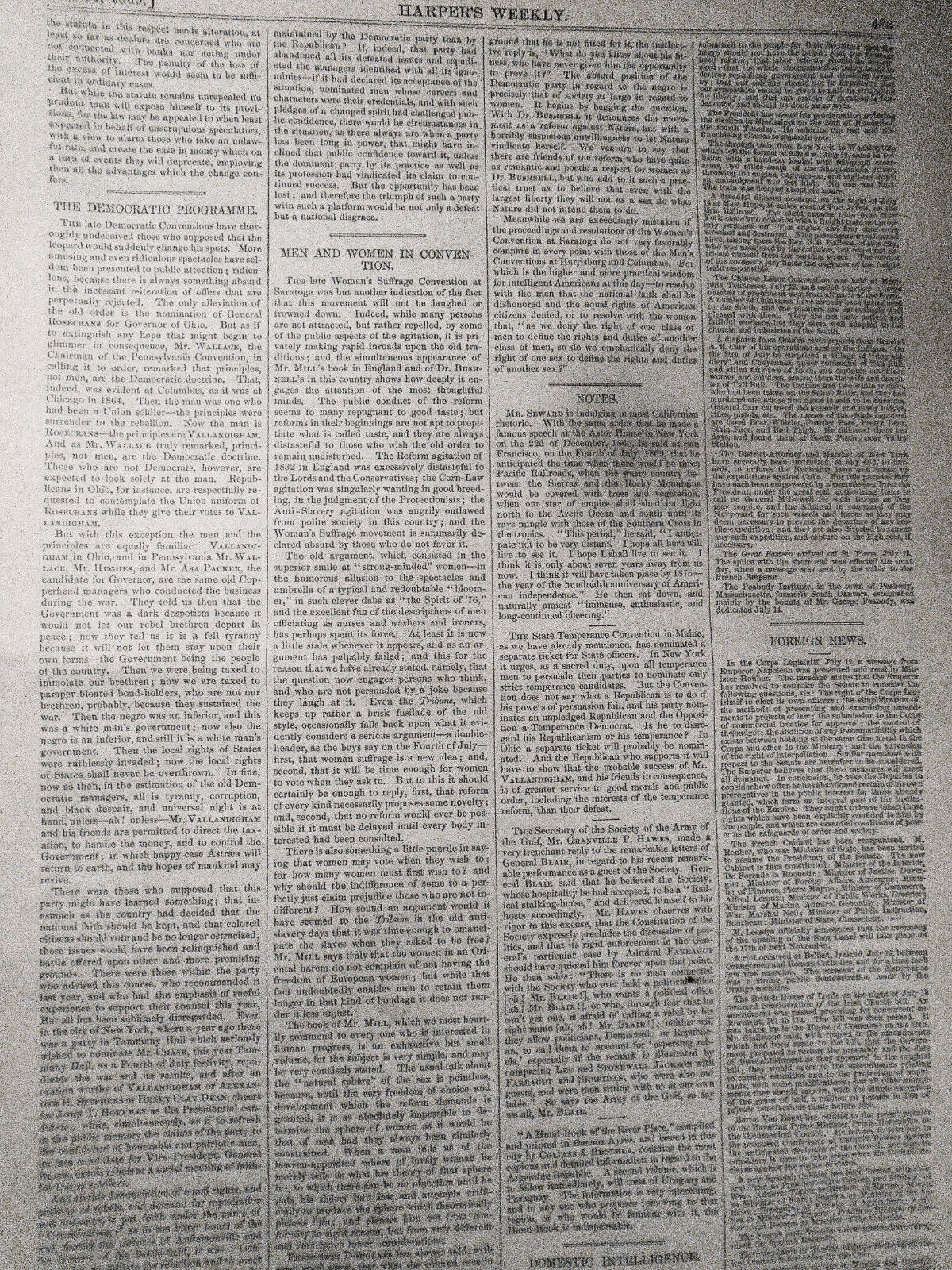 Harper's Weekly July 31, 1869: Ida Lewis, Newport, RI heroine; Camp meeting etc