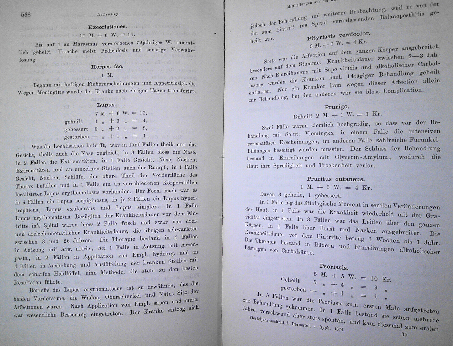 Vierteljahresschrift Fur Dermatologie Und Syphilis. I  Jahrang 1874 Viertes Heft