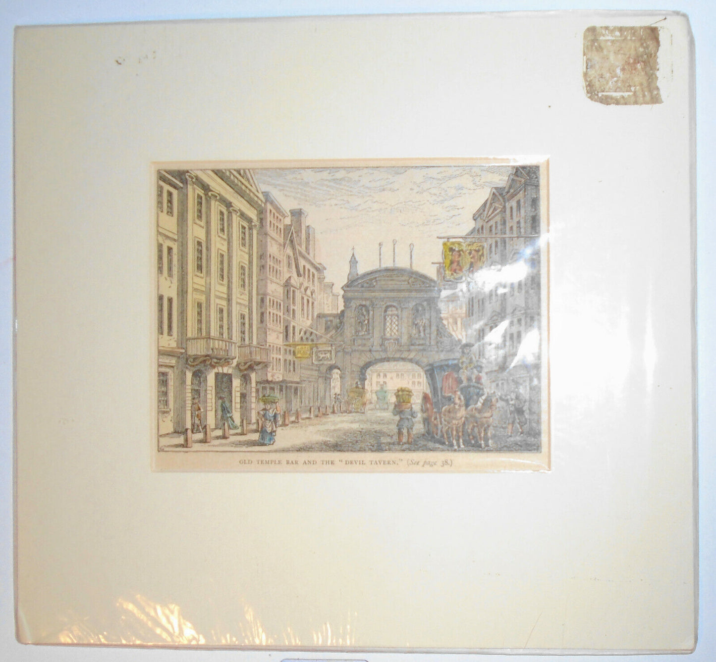 Old Temple Bar and the "Devil Tavern." 1897. Original hand-colored print