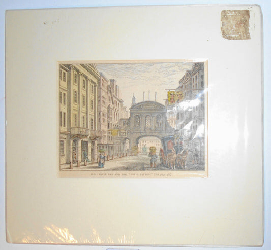 Old Temple Bar and the "Devil Tavern." 1897. Original hand-colored print