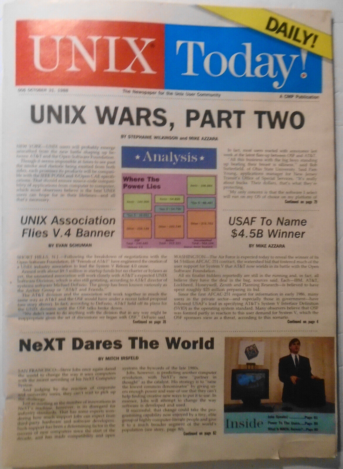 UNIX Today Magazine, October 31, 1988. Steve Jobs & NEXT Computer - Interview