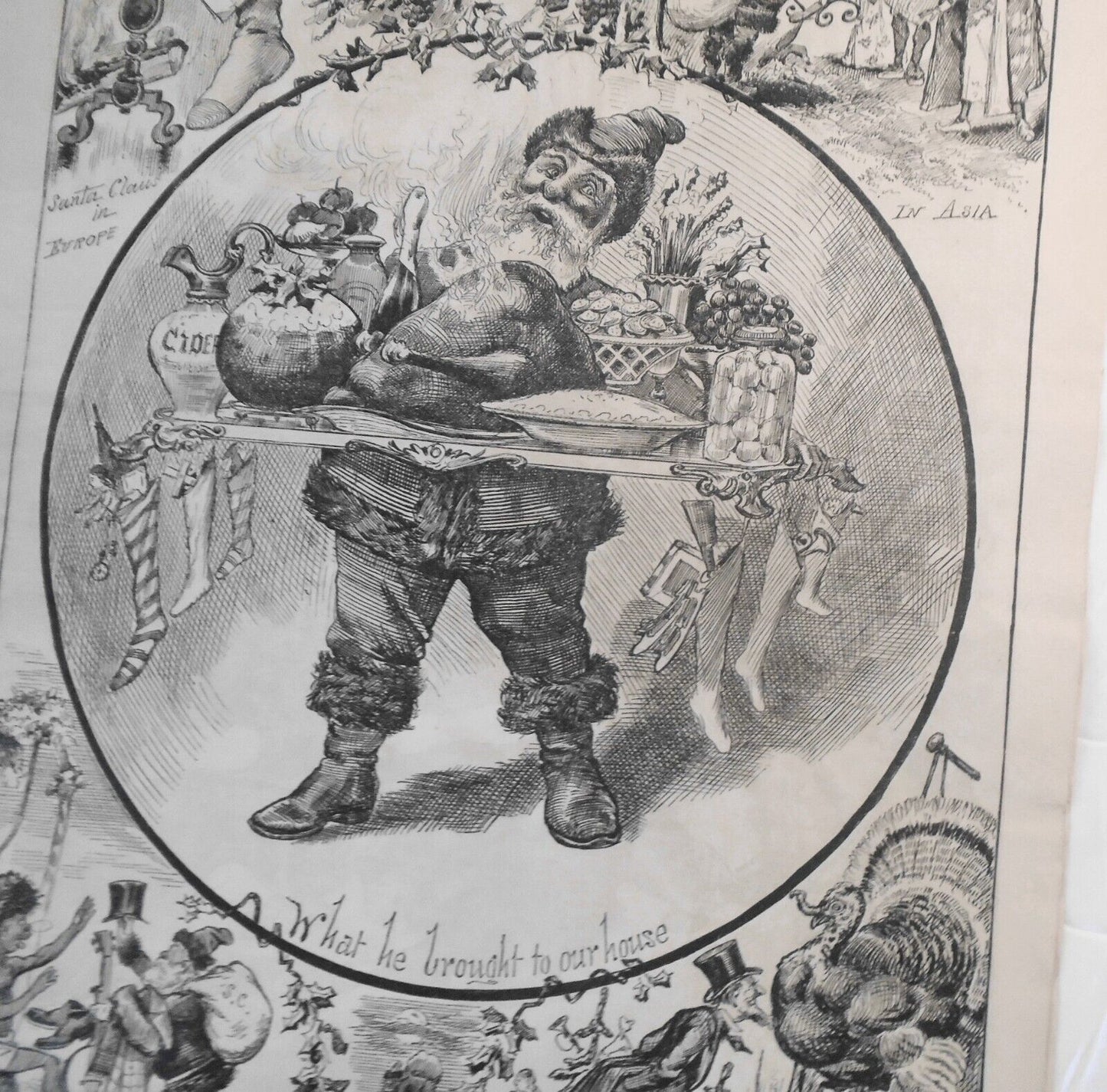 Santa Claus Round the World, by Thomas Worth. Harper's Weekly, January 6, 1877