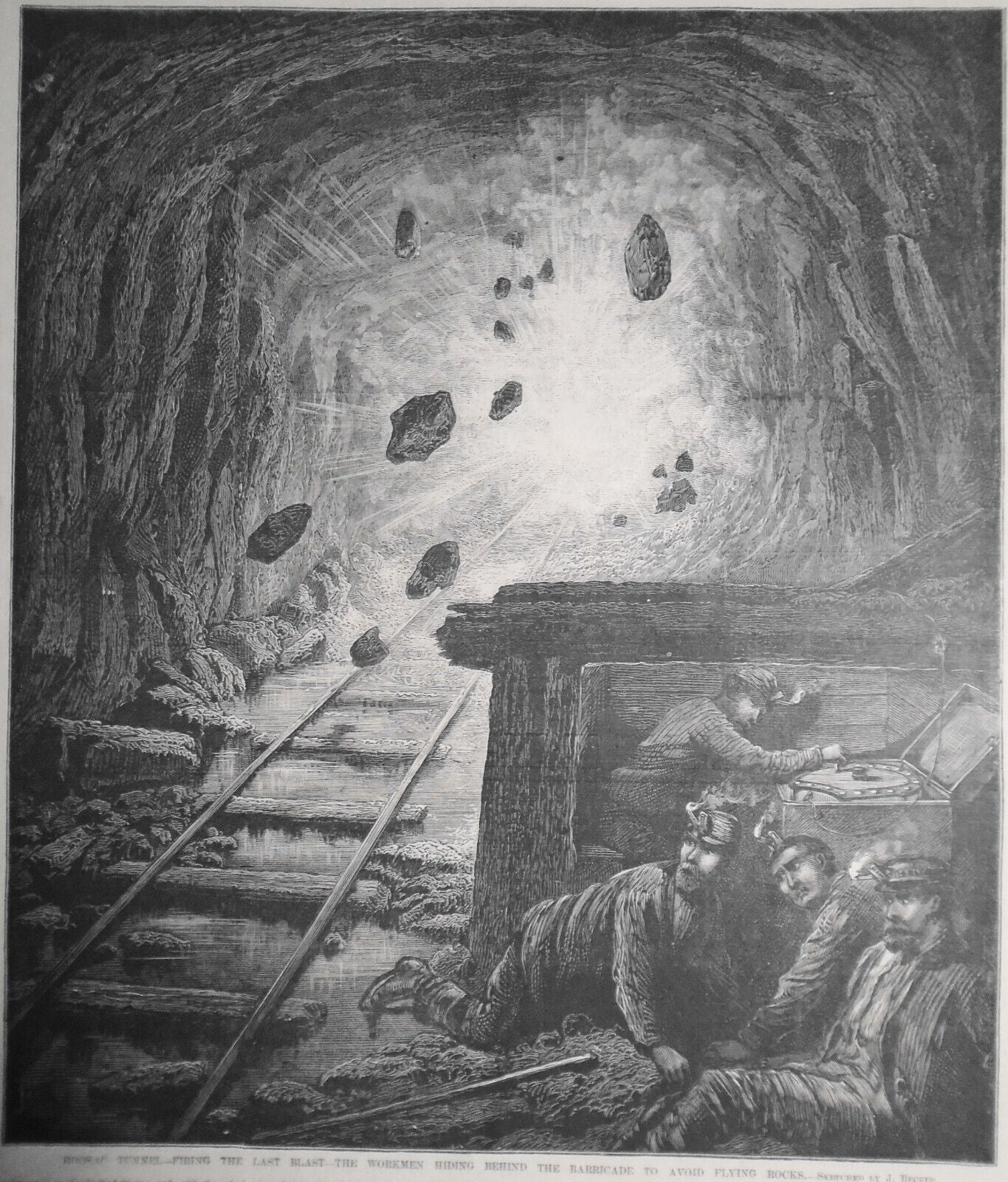 Hoosac Tunnel - Firing the Last Blast -- Frank Leslie's, December 18, 1873