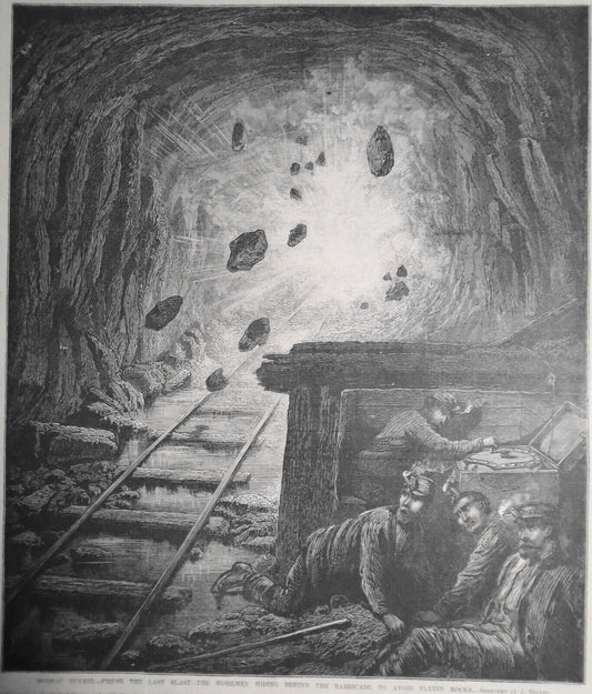 Hoosac Tunnel - Firing the Last Blast -- Frank Leslie's, December 18, 1873