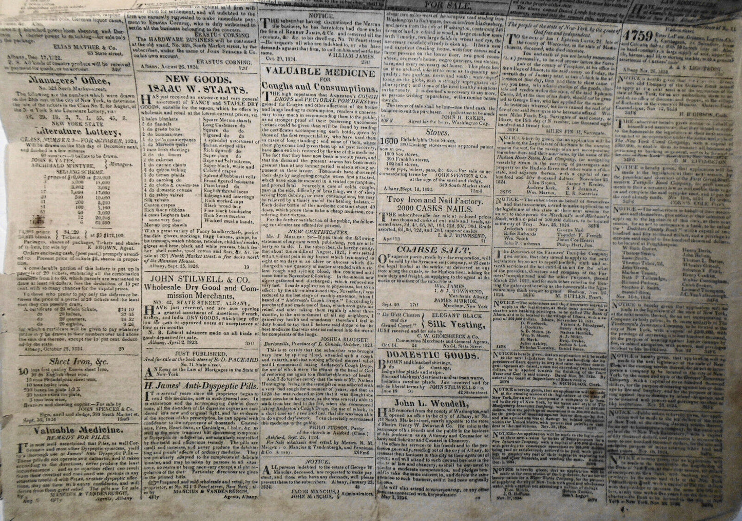 The Albany Argus, December 10, 1824 - Official canvass, Lord Byron letter, etc