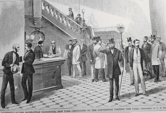 Vestibule Of The Manhattan Club-house, New York - Harper's Weekly, July 11, 1868