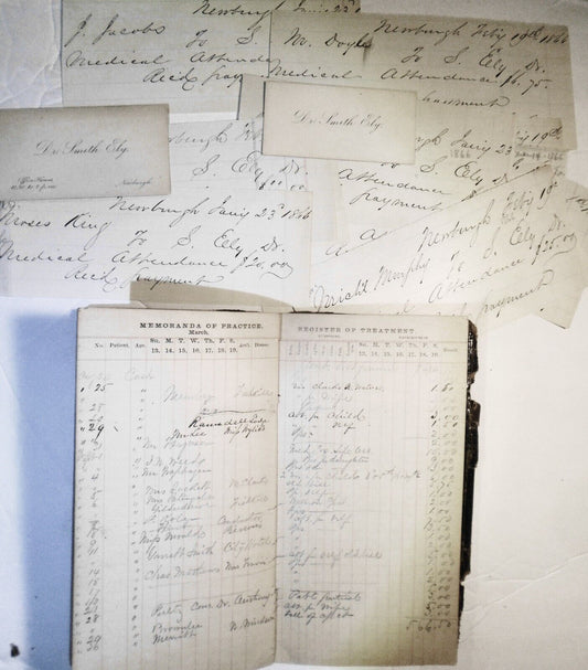 Physician's Hand-Book of Practice 1859 of Dr Smith Ely, Newburg. 1860-66 records
