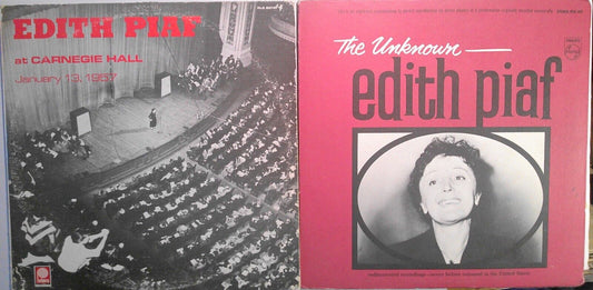 Edith Piaf At Carnegie Hall & The Unknown Edith Piaf - vinyl LP lot.