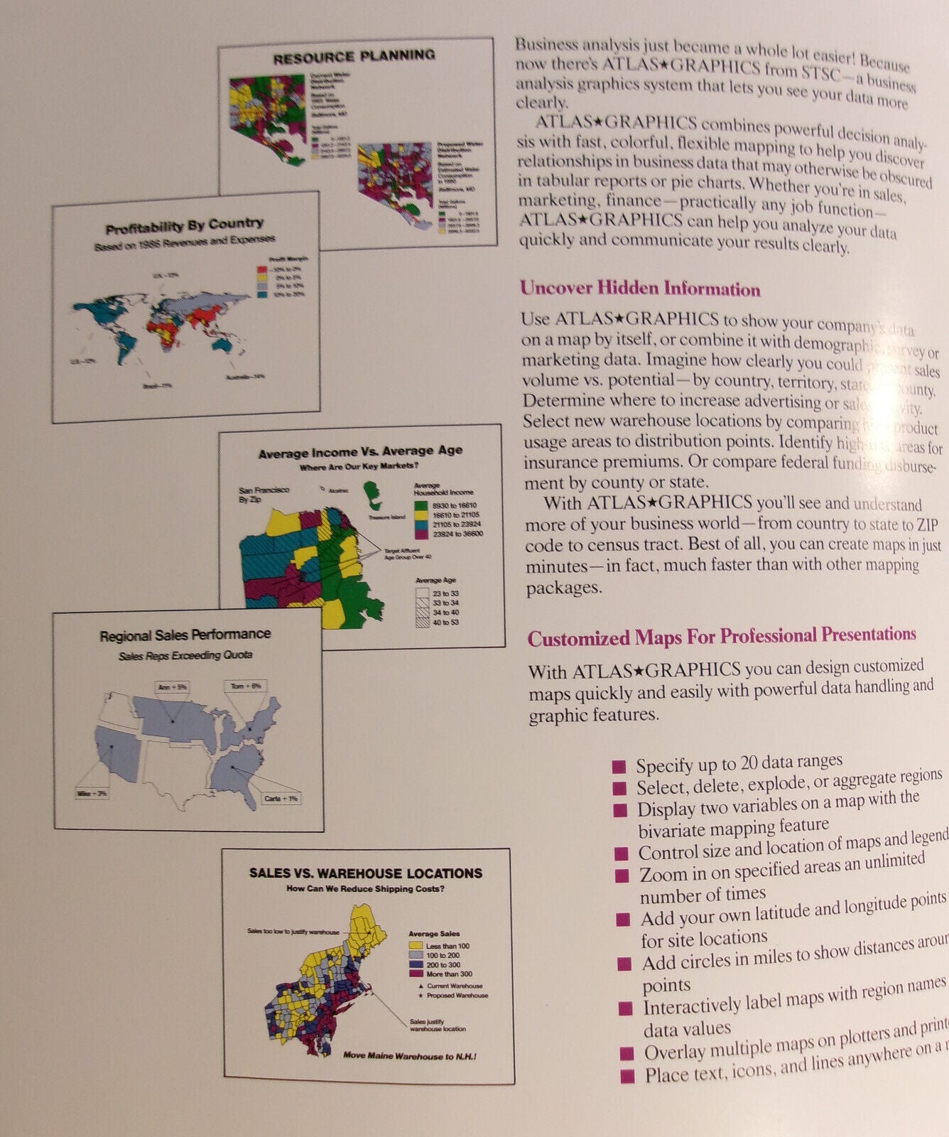 Statgraphics and Atlas*Graphics, by STSC, Inc. - Promo brochures, 1987.