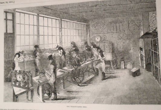 The Turret-clock Shop - Illustrated London News, September 20, 1851.