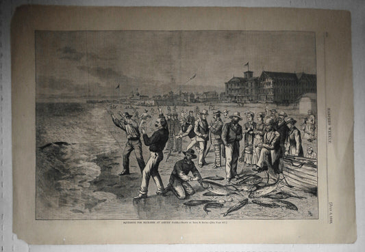 SQUIDDING FOR BLUE FISH AT ASBURY PARK, New Jersey - Harper's Weekly July 3,1880