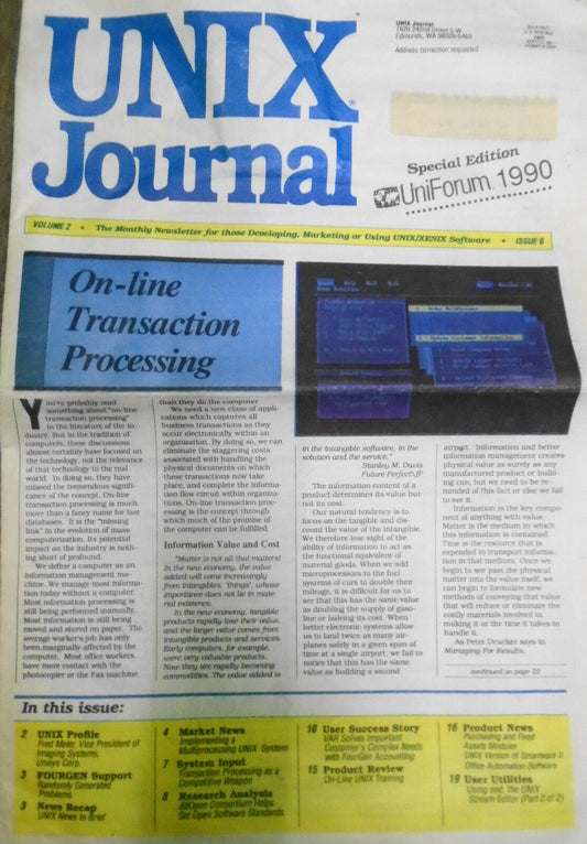 UNIX Journal : Special edition, UniForum 1990 - On-line transaction processing..