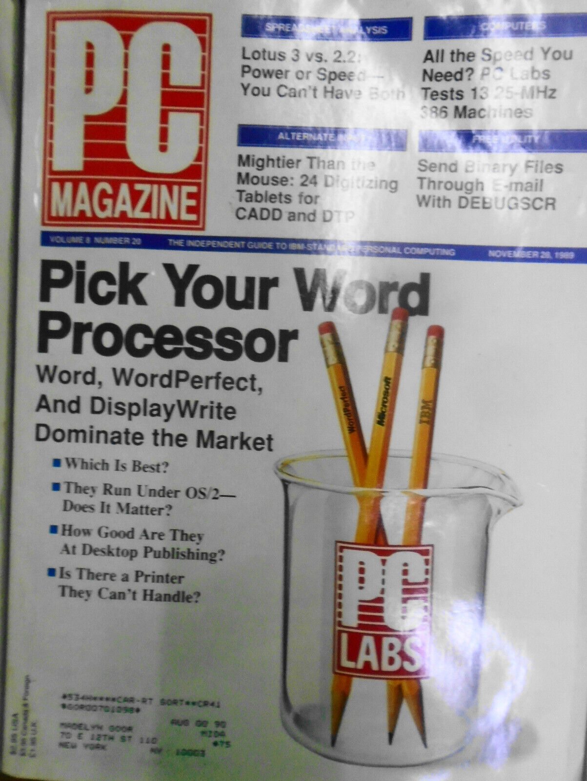 PC Magazine - 6 issues lot, 1989 - Laptops, Presentation Graphics, LANs, 386s