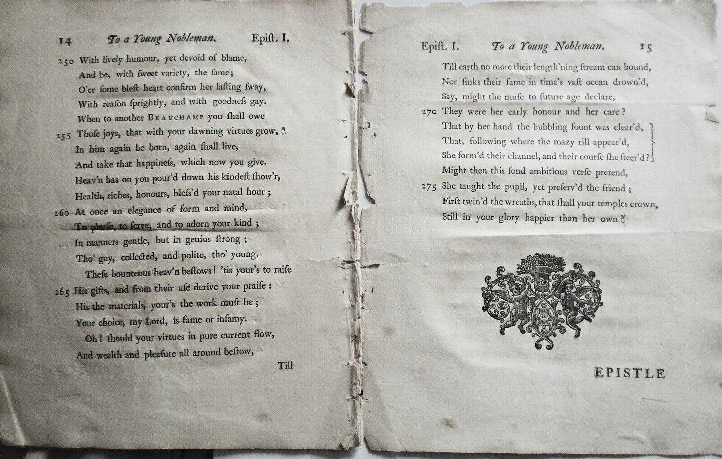 1745 Epistle To A Young Nobleman From His Preceptor Written 1735-6 by Rev Dalton