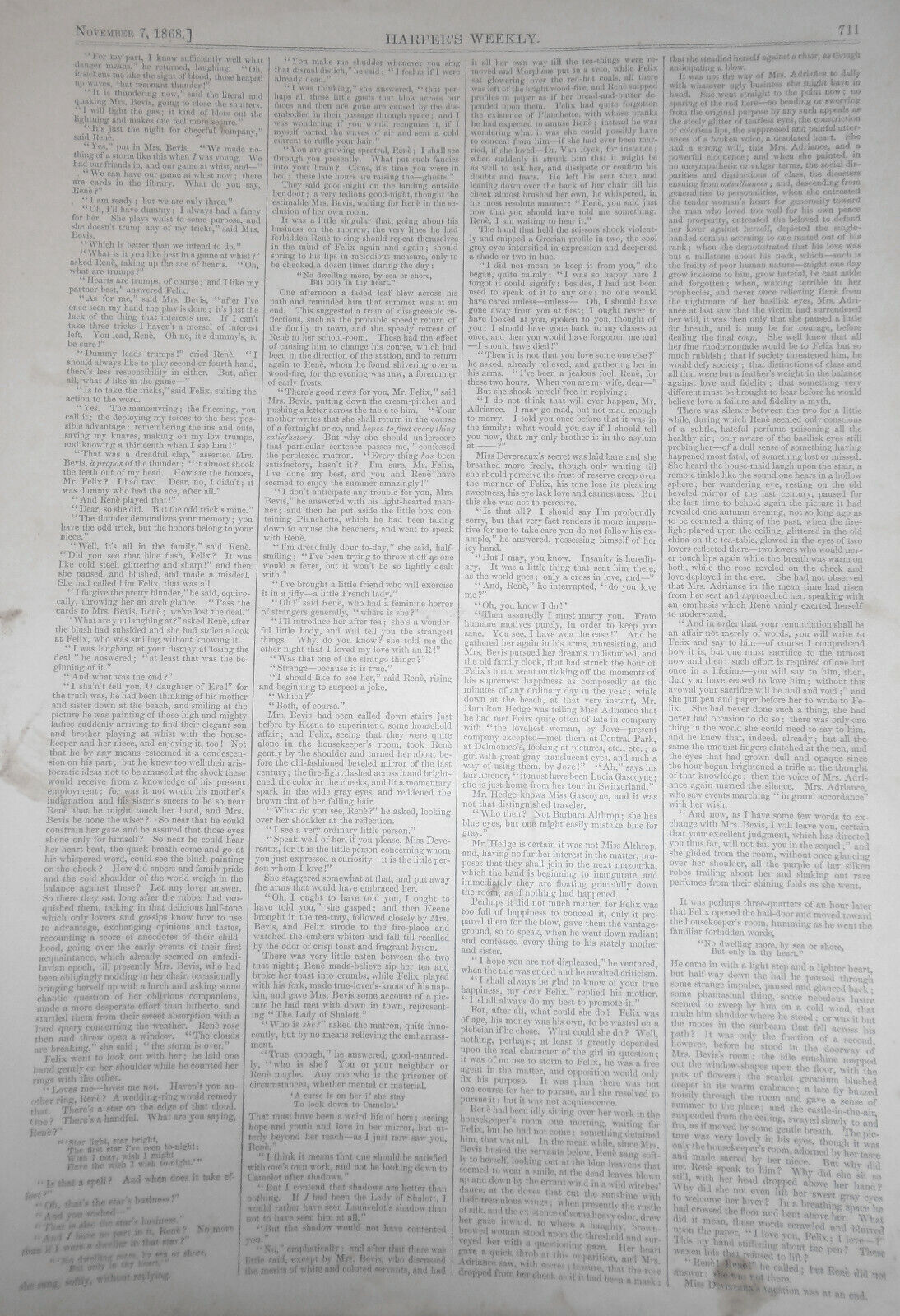 A Street In Seville, Spain -- the Giralda. Harper's Weekly - November 7, 1868