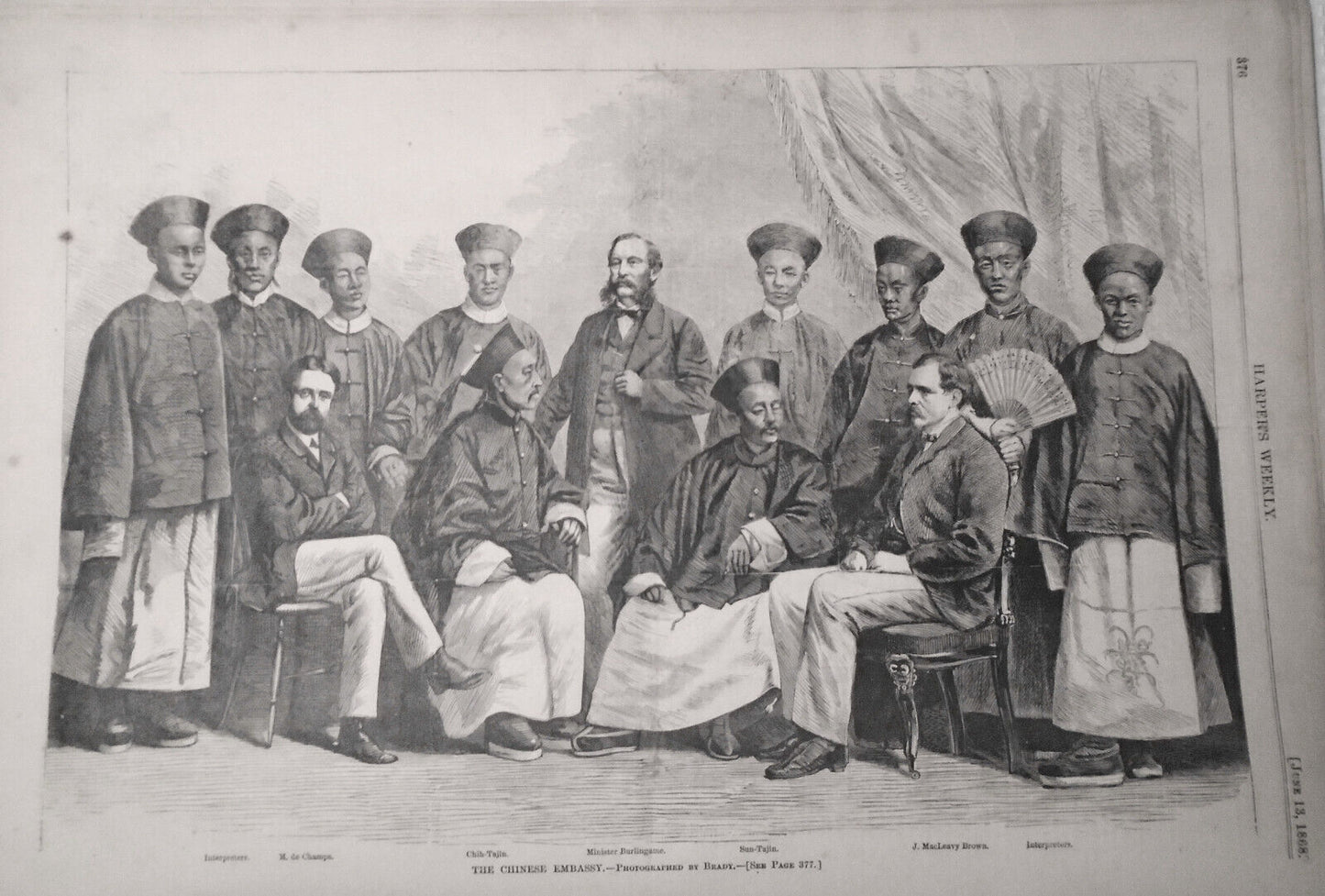 Harper's Weekly June 13, 1868: Chinese Embassy; New Jersey Fish Farm - Trout etc