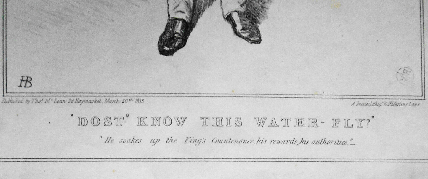 1833 "Dost know this water-fly?"- by John Doyle (HB). Original lithograph.