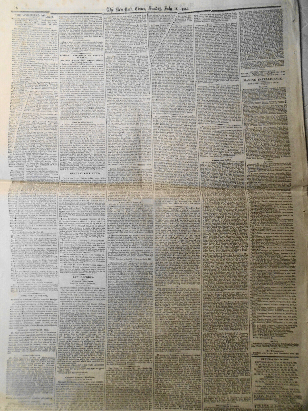 The New York Times, Sunday July 16, 1865. Civil War; Miss Harris Insanity Trial