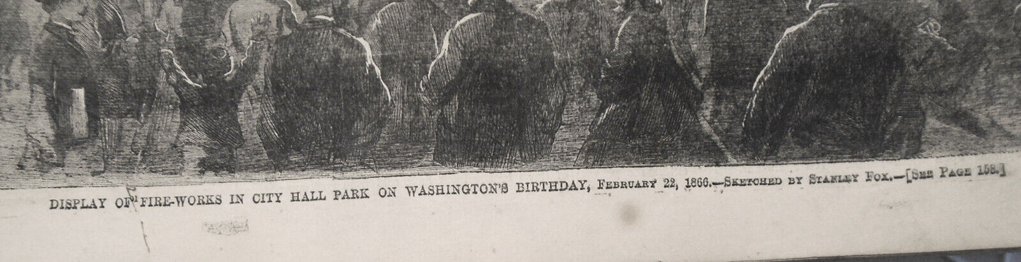 Harper's Weekly March 10, 1866 -  Fireworks for Washington's birthday; Oil fires