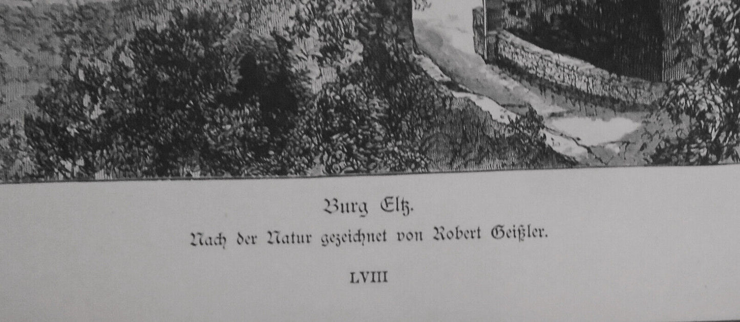 Burg Eltz, von  Robert Geiszler  -- 1886 - Original antique print