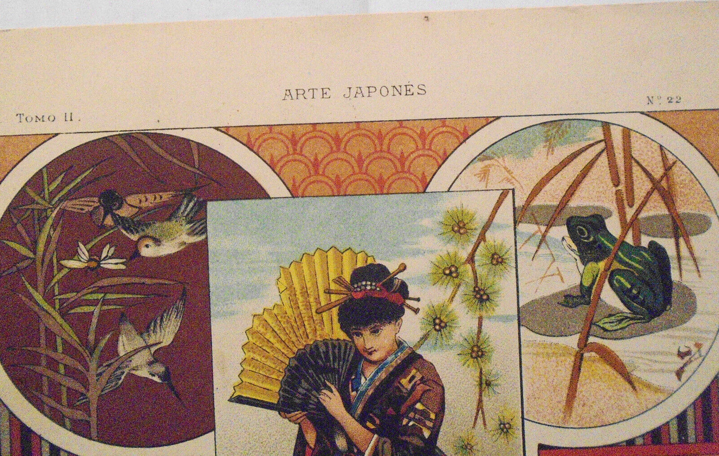 Arte Japones - original lithograph ca 1890, by  J. Seix, Barcelona - 11x8 inches
