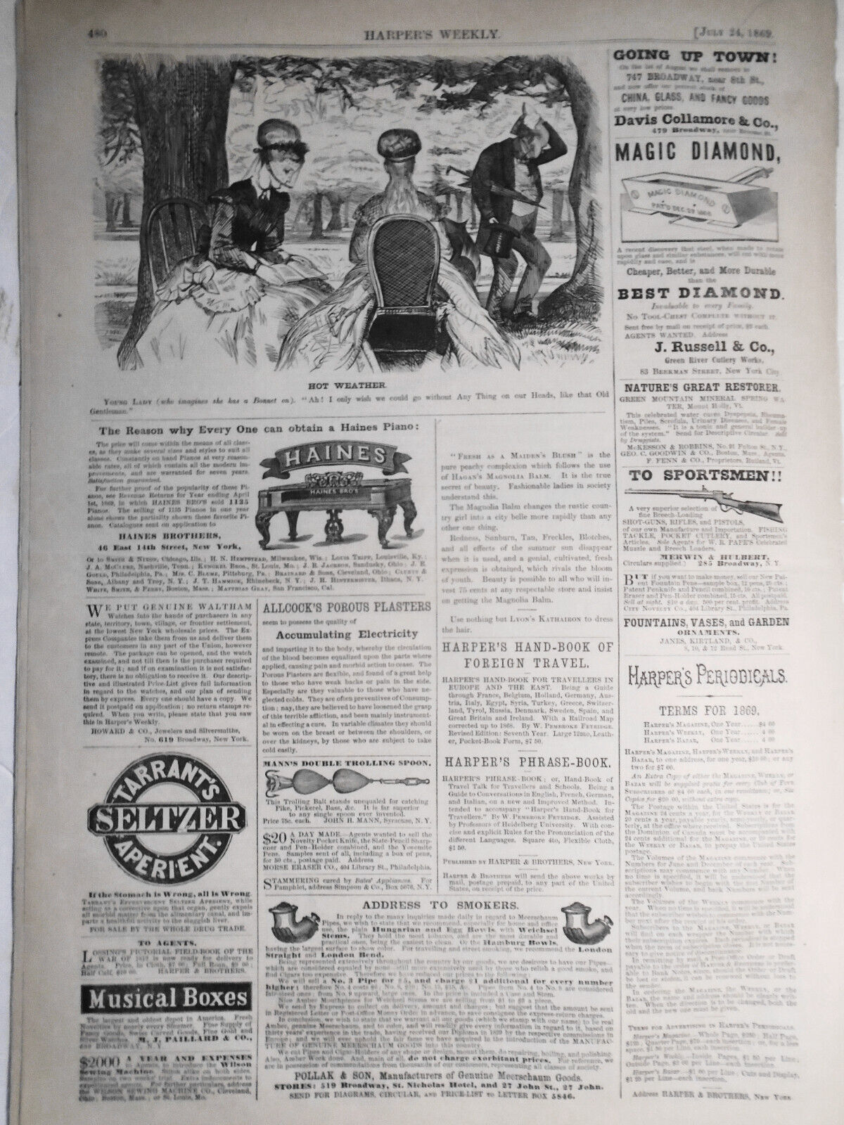 [Baseball] Cincinnati Red Stockings. Champion Bat. Harper's Weekly July 24, 1869