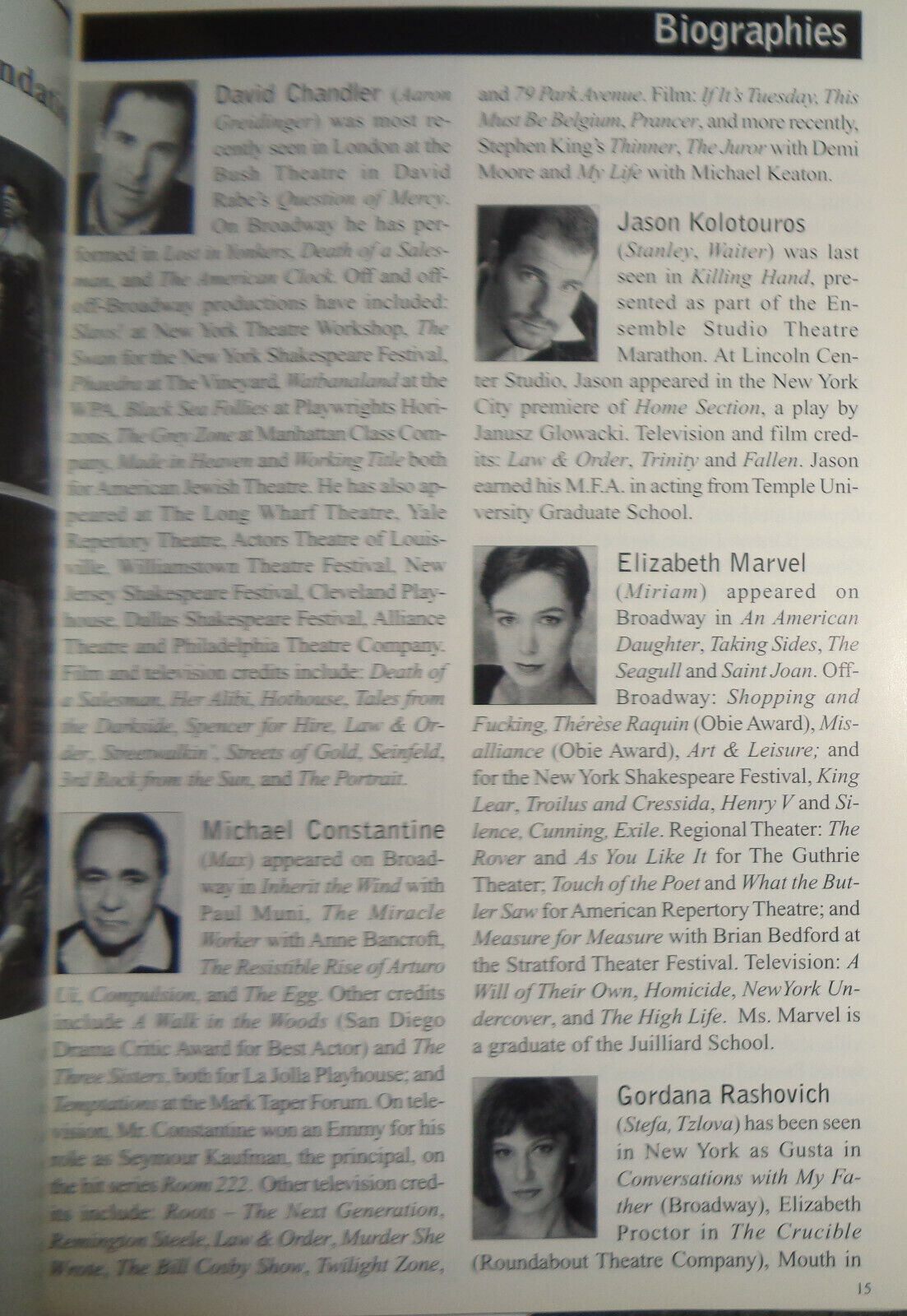 MESHUGAH - SOUVENIR PROGRAM - 1998 MCCARTER THEATRE, NY