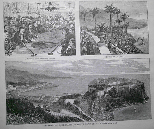 Monaco - The Fashionable Gambling Town of Italy - Harper's Weekly, May 2, 1874