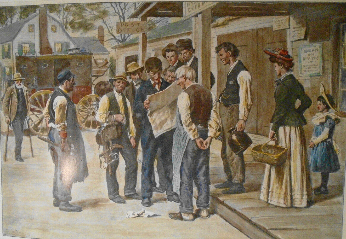 Politics by A. B. Frost. Hand-colored.  Original antique print. 1904.