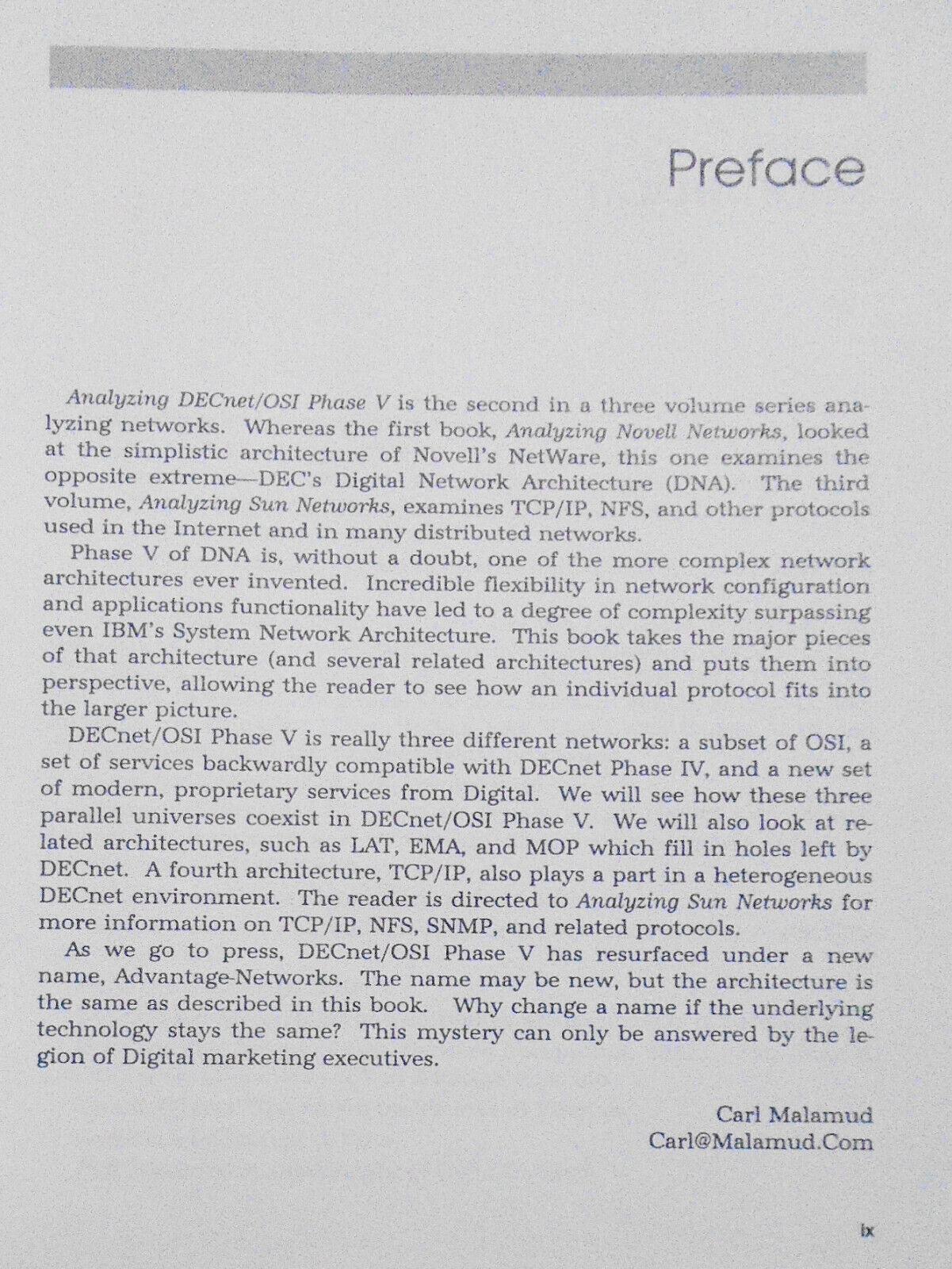 Analyzing DecNet/OSI Phase V, by Carl Malamud. Fine/Fine Hardcover/DJ. 1st 1991.