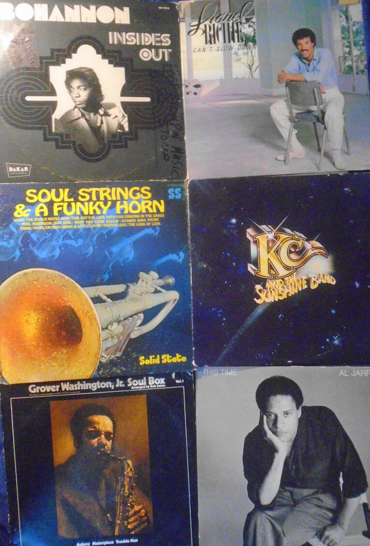 Lot of 6 R&B Soul vinyl LP record albums - Lionel Richie, Bohannon, Al Jarreau..