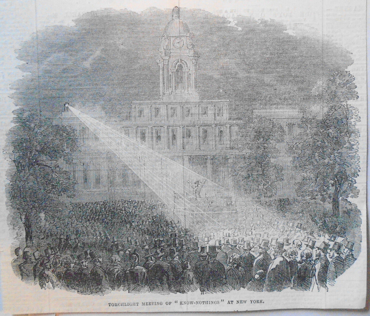 1855 Torchlight Meeting Of "Know-nothings" At New York - Illustrated London News