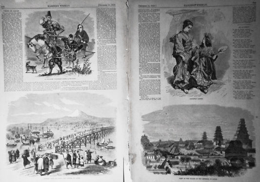 Views In Japan - Harper's Weekly, December 11, 1858 - With 4 Engravings & Story