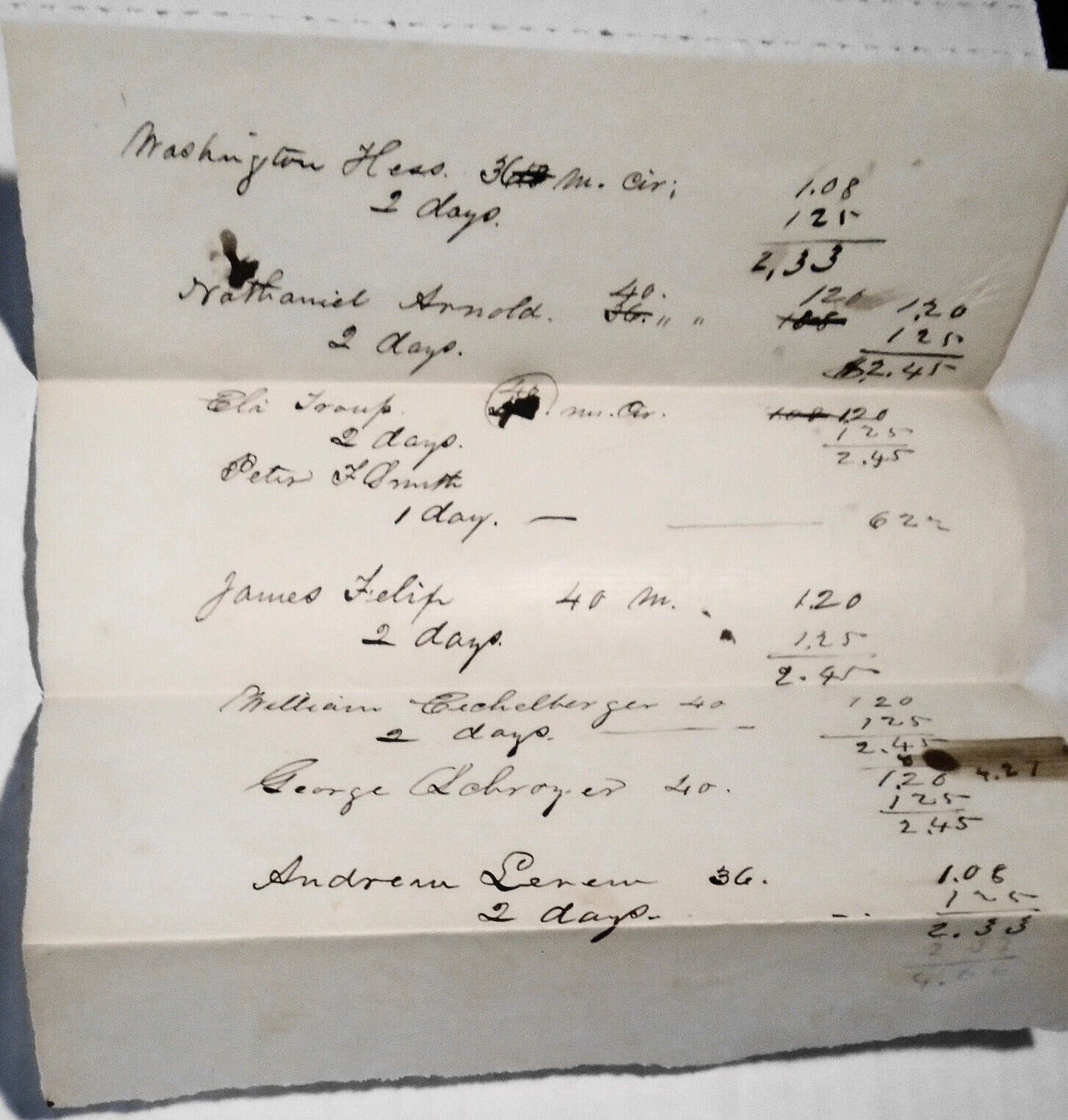 1856 Gettysburg Pennsylvania - Bill of Costs -  Cronister case