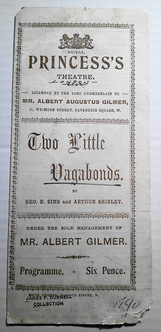 "Two Little Vagabonds" souvenir program, Royal Princess's Theatre, London [1896]