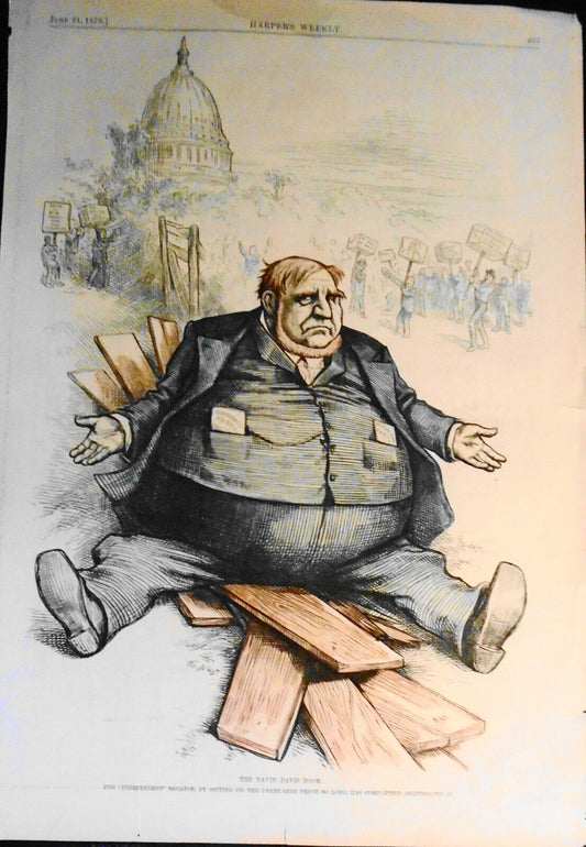 The David Davis Boom, by Thomas Nast - Harper's Weekly June 1879. Hand-colored.