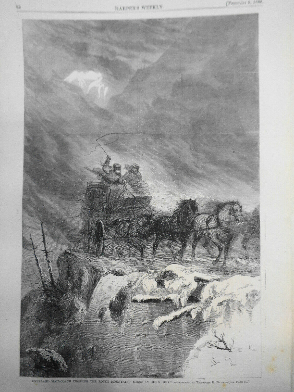 HARPER'S WEEKLY FEB 8, 1868 OVERLAND MAIL, PLANTATION SCENE, PAUPERS, ART SCHOOL