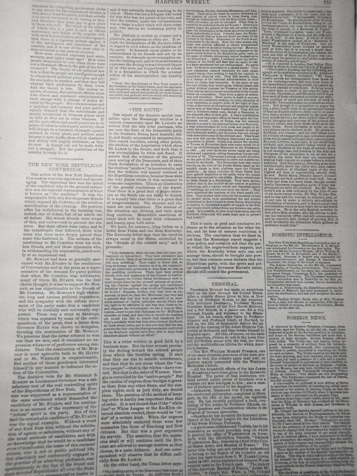 Harper's Weekly,  September 9, 1876 -  Centennial; Tilden & Tweed politics, etc.