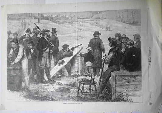 Turkey Shooting - Harper’s Weekly, January 17,  1874 original