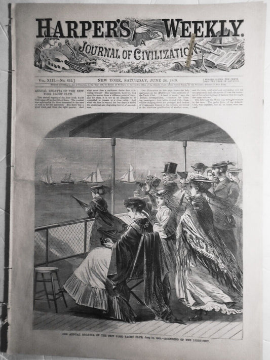 Harper's Weekly June 26, 1869 - Regatta; Peace Jubilee; Sorosis Club; Squatters