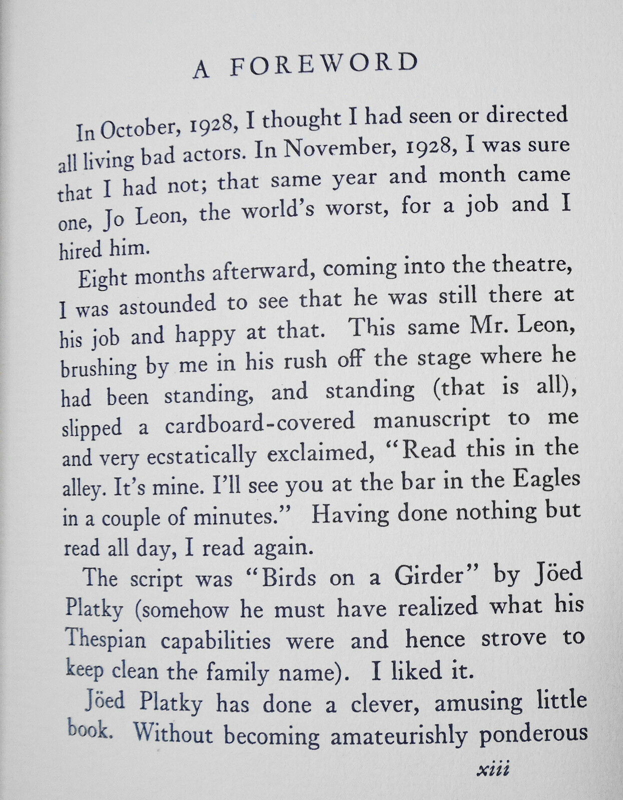 Birds on a Girder,  by Joed Platky - SIGNED Limited Edition 1929. HC/DJ